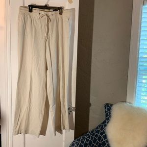 Lane Bryant Cream/Beige Linen Pants Sz 16 Tall